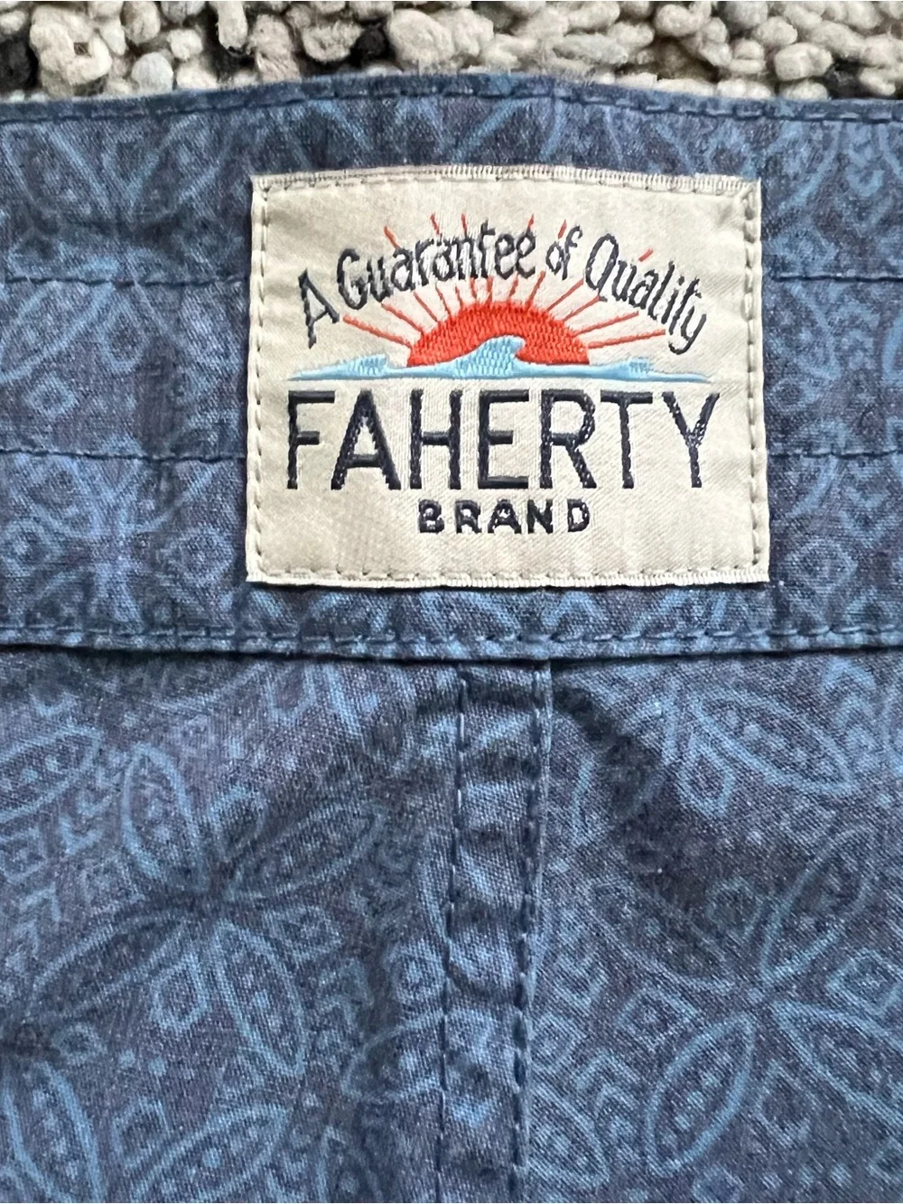 Faherty Biarritz Board Shorts Blue 7” Inseam Tie Waist Quick Dry Men’s Size 32